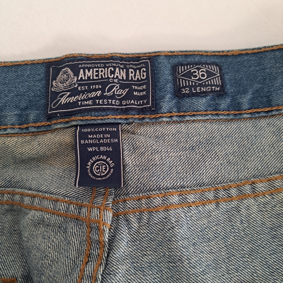 American Rag CIE Blue Denim Jeans Distressed Men's Size 36W 32L 100% Cotton - Picture 7 of 12